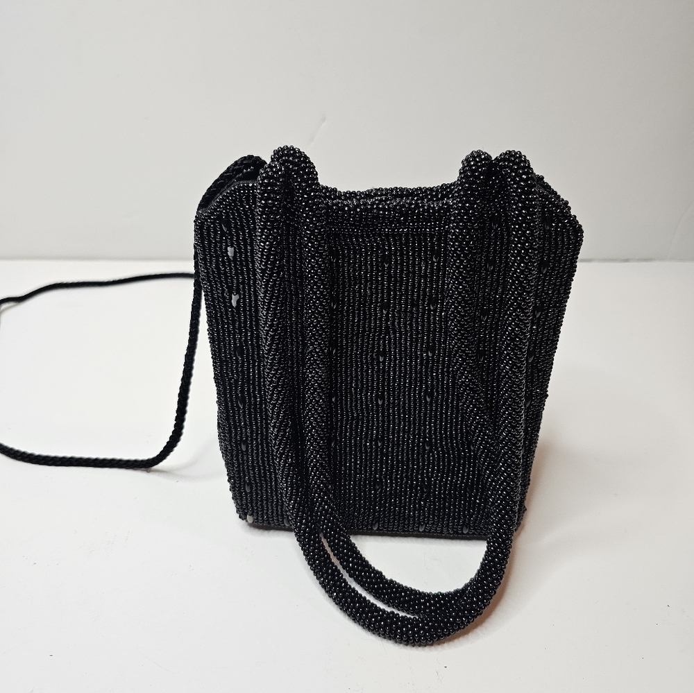 Valerie Stevens Black Beaded Small Handbag Vintage Womens - Picture 2 of 16